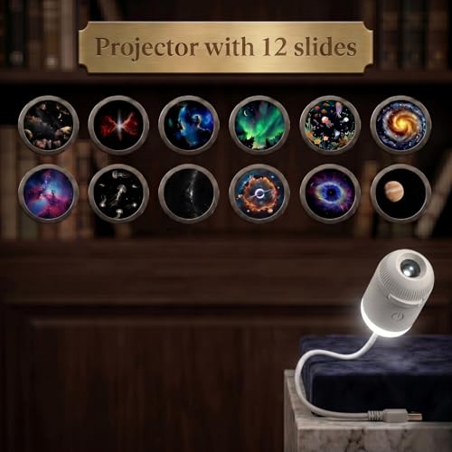 2-in-1 Galaxy Projector Night Light, USB Starry Sky Night Light Projector with Adjustable Brightness, Mini LED Projection Lamp for Bedroom Ceiling Wall Room Decor