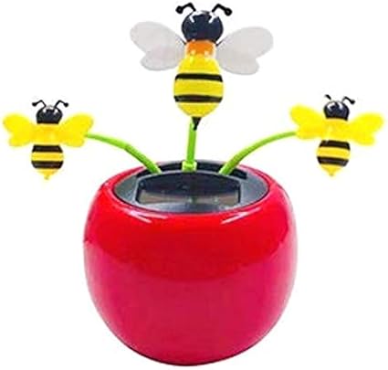HEONE Solar Powered Flip Flap Bee Toy for Car Dashboard Decor Automatic Dancing Bee Toy Kids Gift