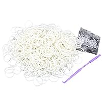 Salome Idea Rubber Bands -3000pcs Rubber Loom Bands Barcelet Making Kit,25pcs S-Clips, 5-Hooks (White)