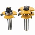 Yingte Tongue and Groove Set, 1/2 Inch Shank T Shape Wood Milling Cutter Woodworking Tool, Wood Door Flooring 3 Teeth Adjustable,2 Piece