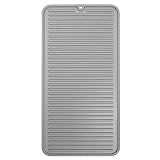 mDesign Premium Quality Pet Food and Water Bowl Feeding Mat for Cats and Kittens - Waterproof Non-Slip Durable Silicone Placemat - Food Safe, Non-Toxic - Small - Gray