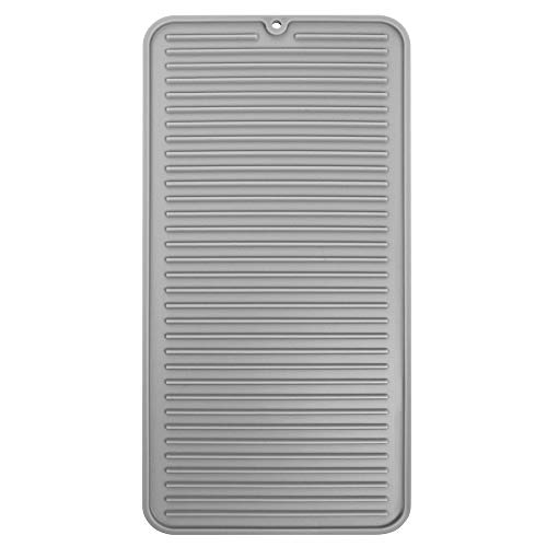 mDesign Premium Quality Pet Food and Water Bowl Feeding Mat for Cats and Kittens - Waterproof Non-Slip Durable Silicone Placemat - Food Safe, Non-Toxic - Small - Gray