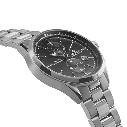 LOUIS-XVI-Herren-Armbanduhr-Orlans-Stahlband-Silber-Schwarz-Chronograph-Analog-Quarz-Edelstahl-920