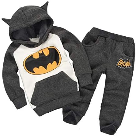 2PCS Kids Baby Boys/Girls Batman Hooded Coat + Pants Set Clothes Outfits