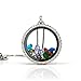Women’s Floating Charm Necklace (Dual Sided Locket) | Pendant Jewelry with 12 Birthstones and Box Chain