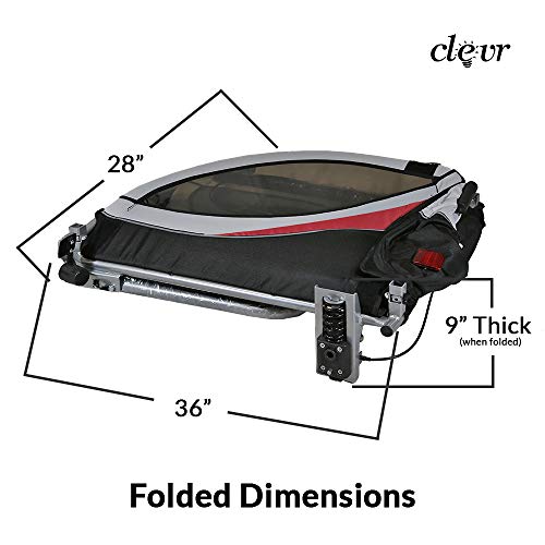 Clevr Deluxe 3-in-1 Double 2 Seat Bicycle Bike Trailer Jogger Stroller for Kids Children | Foldable w/Pivot Front Wheel, Red - Thumbnail 6