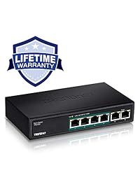 Trendnet 5 port no administrado 10 100 Mbps switch PoE con 4 poe Puertos Ethernet, 802.3 af (tpe s50), Negro
