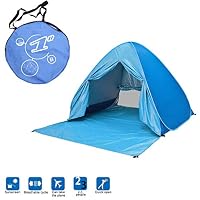 DD-upstep Large Beach Tent Sun Shelter, Outdoor Instant Portable Cabana, Anti UV Beach Tent Beach Shelter for 2-3 Person,Breathable Cycle, Quick Automatic Opening, Blue