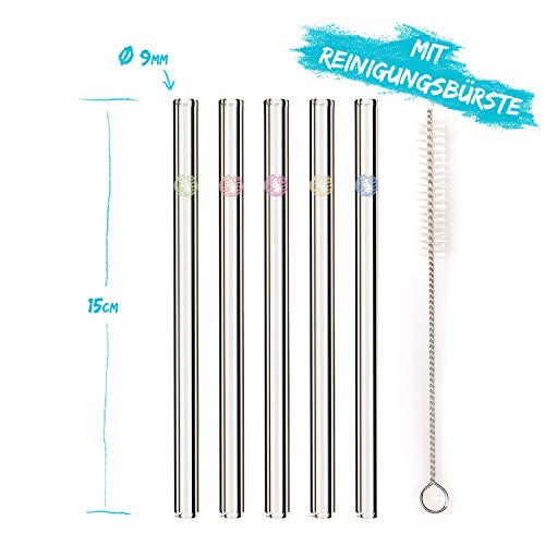 Chinchilla® 5er-Pack Glas Strohhalme | 15cm Transparent mit Logos | Wiederverwendbare & Plastikfreie Trinkhalme aus BPA… – Bild 5