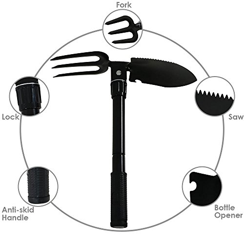 CASL Brands Steel Portable Camping Shovel with Rake and Carrying Case - Thumbnail 4