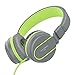 AILIHEN I35 Kid Headphones with Microphone Volume Limited 93dB Children Girls Boys Teen Lightweight Foldable Wired Headset for School Online Course Chromebook Cellphones Tablets (Grey/Green)