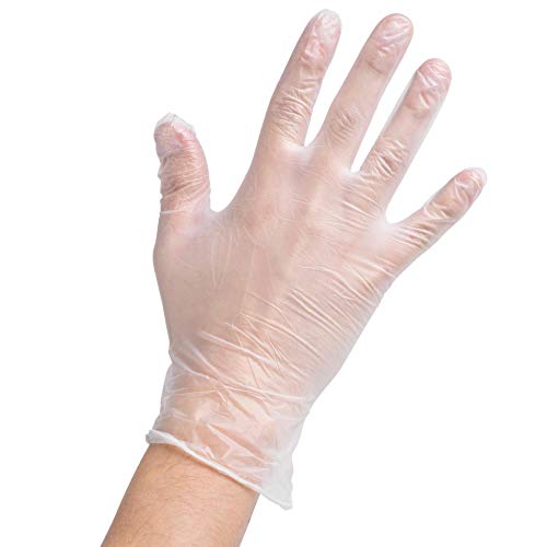 Clear Powder Free Vinyl Disposable Plastic Gloves [200 Pack] - Medium