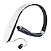 Bluetooth Headset Wireless Bluetooth Headphones with Mic and Retractable Earbuds Neckband Design FoYoung Sweatproof Running Headphones Bluetooth Cell Phone Headset 16 Hours Battery White