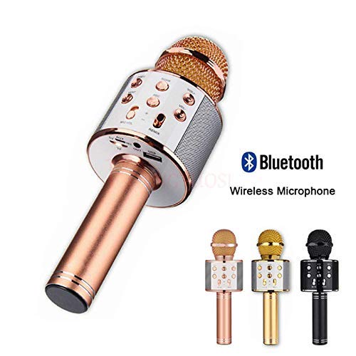 OUYAWEI WS-858-1 Wireless Bluetooth Karaoke Microphone Stereo Mic KTV USB Speaker Player Blue