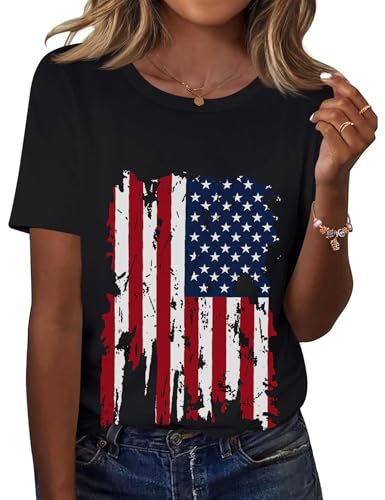 Kistore Women's Tops Plus Size Short Sleeve Blouses Patriotic Shirts 3XL at Amazon