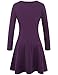 Aphratti Women's Long Sleeve Fall Dresses Casual Basic Crew Neck A-Line Fit and Flare Skater Dress Small Purple