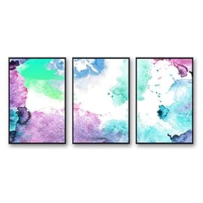 3 Piece Framed Canvas Home Artwork Decoration Watercolor Sfumato Canvas Wall Art for Living Room, Bedroom - 16"x24"x3 Panels