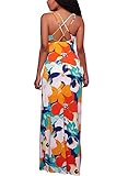Dokotoo Womens Sleeveless Floral Print Crisscross Back Prom Maxi Long Dress