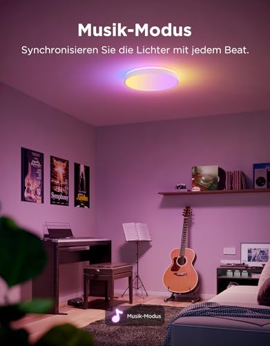 Govee Deckenlampe RGBIC 48,5W, Smart Led Deckenleuchte 4300lm Kompatibel mit Matter, Alexa & Google Assistant, Deckenlampe Led Ø38cm Lamp Dimmbar mit Hintergrundbeleuchtung für Wohnzimmer Schlafzimmer