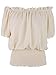 Anna-Kaci Womens Short Sleeve Ruffle Stretch Off Shoulder Boho Blouse Top, Beige, XX-Large