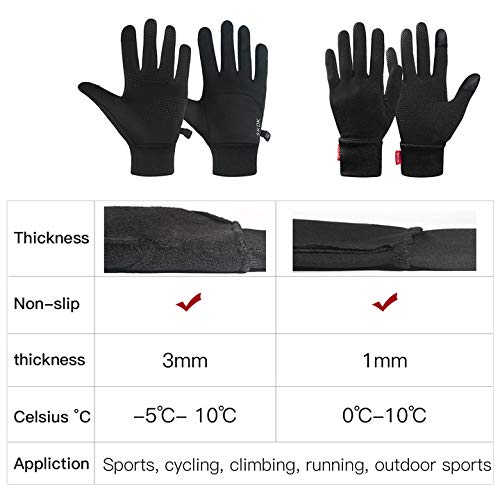 SKDK Winter Gloves Warm Lightweight Touchscreen Windproof Warm Touchscreen Gloves Men Women for Hiking Cycling Running Sports (Black, XL)