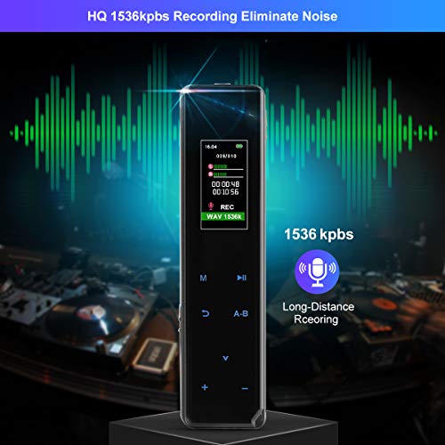 Fuhuim Digital Voice Recorder,with Dual Microphones Portable 16GB Touch Screen Voice Activated Audio Recorder,Password Lock Screen/A-B Repeat/1536kbps Stereo HD Audio for Lectures/Interviews/Class