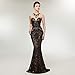 Leyidress Women's Sexy Sequins Trumpet Mermaid Dresses Evening Dress Long Party Prom Gown 4 Black