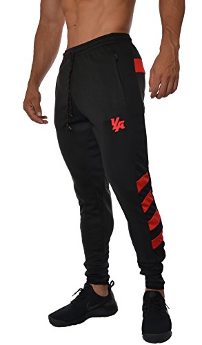 YoungLA Mens Soccer Training pants tapered fit 5 colors Large blk/red