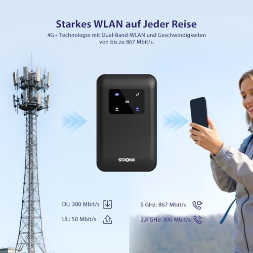 4G+ AIRSPOT 510 Mobiler WLAN Router mit SIM Karte, CAT6 300 Mbit/s