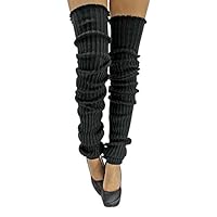 Black Slouchy Thigh High Knit Dance Leg Warmers