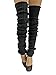 Luxury Divas Burgundy Slouchy Thigh High Knit Dance Leg Warmers Black