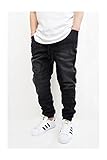 MEN'S BLACK DENIM DROP CROTCH JOGGER PANTS (L)
