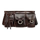 Vicenzo Leather Adonis Genuine Leather Waist Bag Fanny Pack (Dark Brown, S)