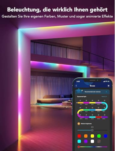 Govee LED Strip 5 m, RGBIC LED Strip with Segment Control, Music Sync, 64 Scene Modes, Controllable via App Control, Colour Changing, Suitable for Home Bedroom | 64 scene modes, controllable via app control, colour changing, suitable for home bedroom