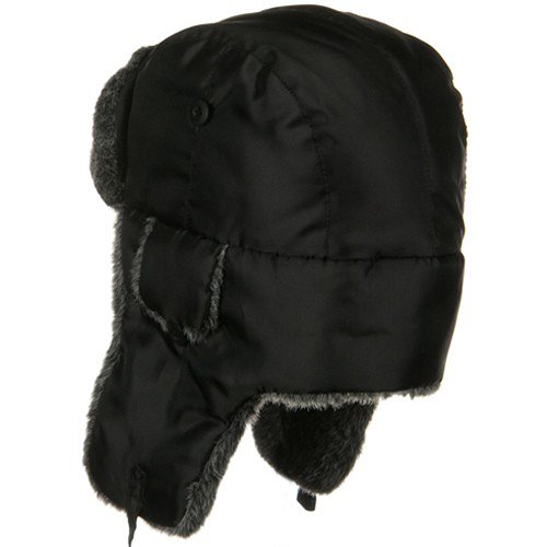 Nylon Oxford Trooper Hat - Black