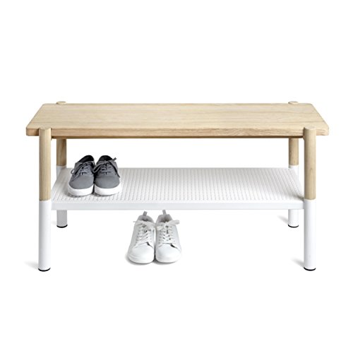 Umbra promenade bench, white/natural