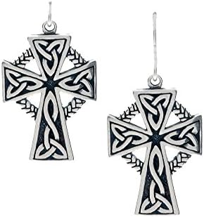 Sterling Silver Celtic Cross with Circle of Life Dangle Earrings