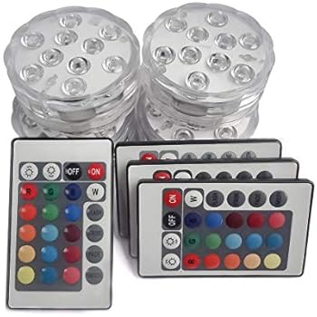 Creatrek Submersible Led Lights,Remote Controlled Waterproof Multi Color Underwater Lights for Pond and Party with 4Pack