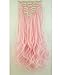 S-noilite Clip in Hair Extensions Wave Curly Natural Synthetic Hairpiece 145G Thick 24 inch Light Pink for Women