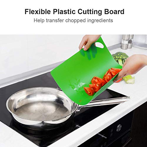 Flexible Cutting Board, Chopping Mat Color Coded With Food Icons Easy-Grip Handles Non-Slip Dotted Texture BPA-Free Food Cutting Mat Set For Kitchen Bar RV - Set Of 6