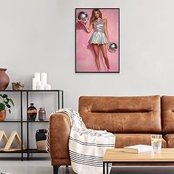 Vintage Funky Disco Ball Hot Girl Canvas Wall Art