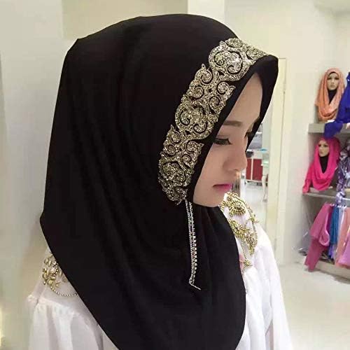 Fashion Muslim Turban Women Head Scarf Hijab Chemo Hair Loss Headscarf—Black