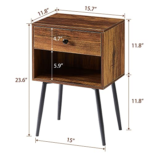 VECELO Nightstand Set of 2 Easy Assembly, 2Tier Modern Night Stand