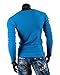 Mens Button Front Long-sleeve Solid Color Casual Slim Fit T-shirt Blue Medium