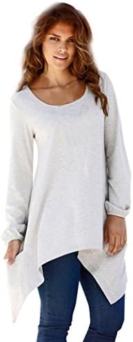 KESEE Clearance ☀Women's Long Sleeve O-Neck Irregular Loose T-shirts Blouse Tops (XXL, Gray)