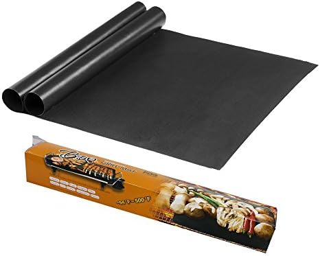 Grill Mat Set of 2- 100% Non-stick BBQ Grill &amp; Baking Mats - FDA-Approved, PFOA Free, Reusable and Easy to Clean - Works on Gas, Charcoal, Electric Grill and More - 15.75 x 13 Inch
