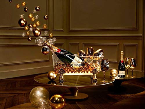 Moët & Chandon Champagner ‘So Bubbly’ Badewanne mit Beleuchtung Night Bath Bucket mit 6 Gold-Gläsern, Goldkugeln und… – Bild 3