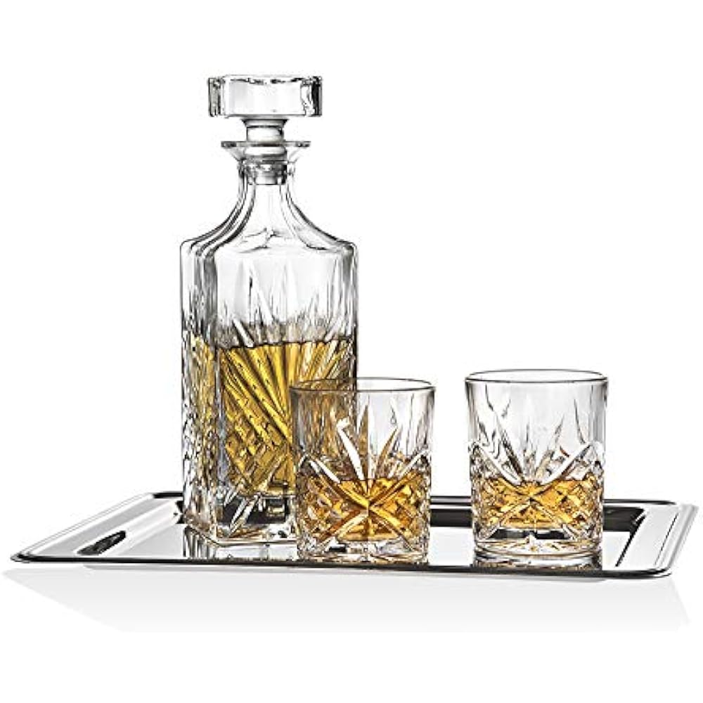 Dublin Whiskey Liquor Decanters Bar Set Includes Whisky Decanter, 6