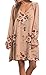 Women's Boho Floral Print Chiffon Cocktail Dress Long Sleeve V-neck Casual Loose Fit