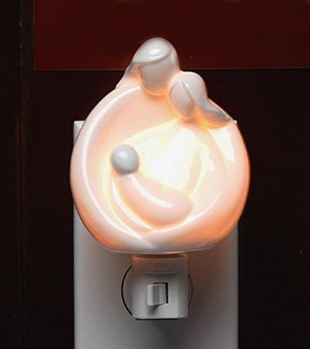 Festive "Parents with Small Child" White Porcelain Plug-in Night Light